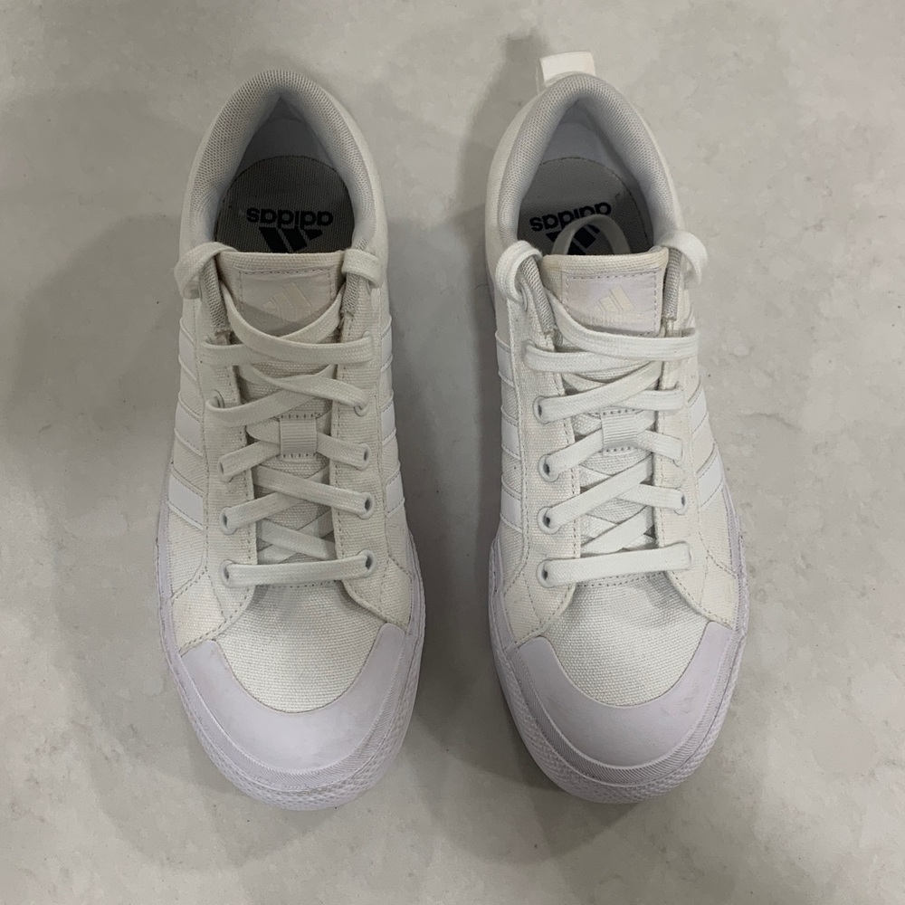 Adidas White Canvas Sneakers Size 8.5 white - Picture 3 of 11